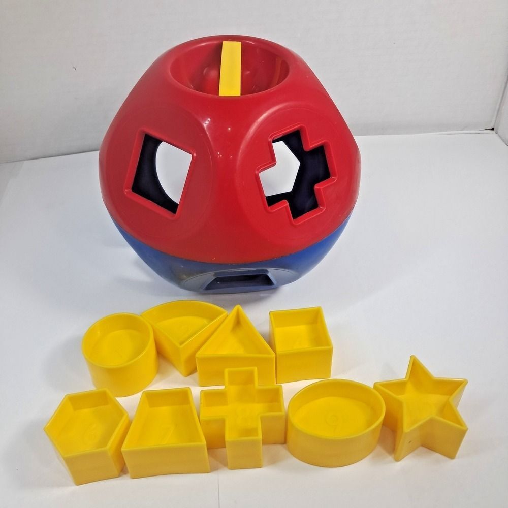 Tupperware Shape O Ball Puzzle Block Toy puzzle Pieces sorter Red Blue READ